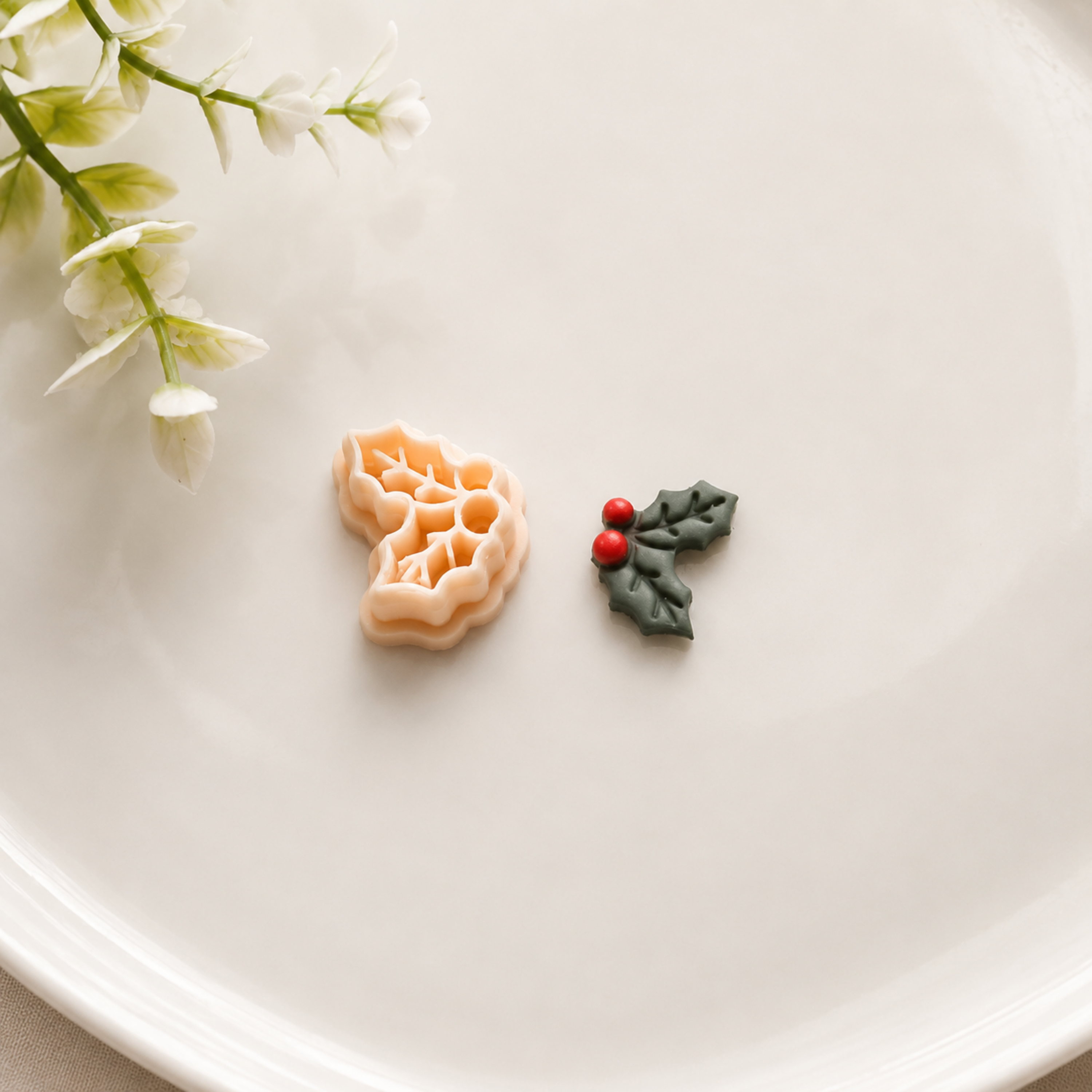 Mistletoe Polymer Clay Stud Earring Christmas Cutter