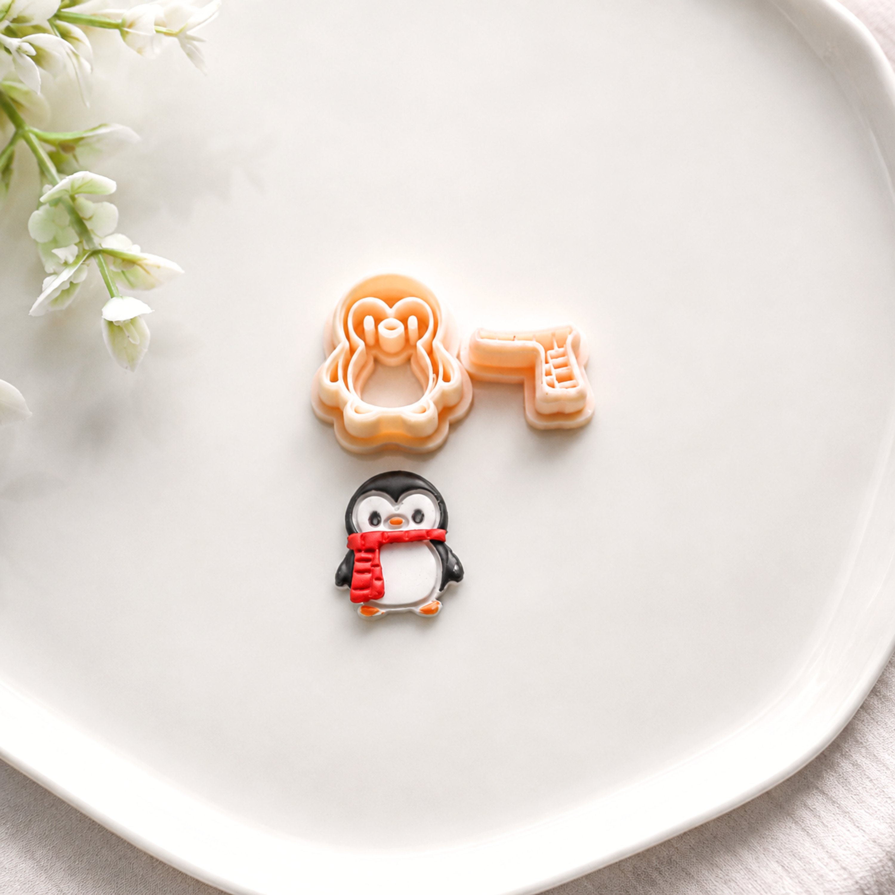 Winter Penguin with Scarf Christmas Polymer Clay Cutter Set