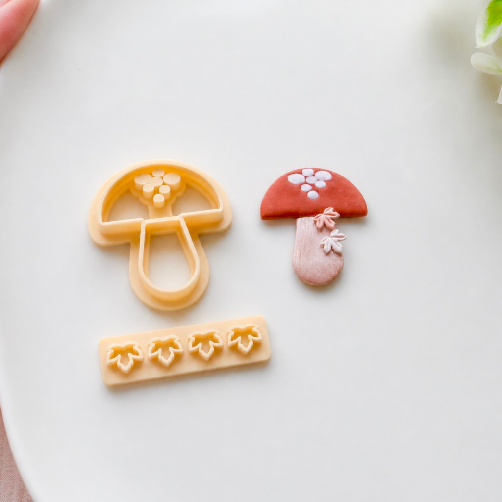 Mushroom Polymer Clay Earring Cutter Set: 2 Pcs