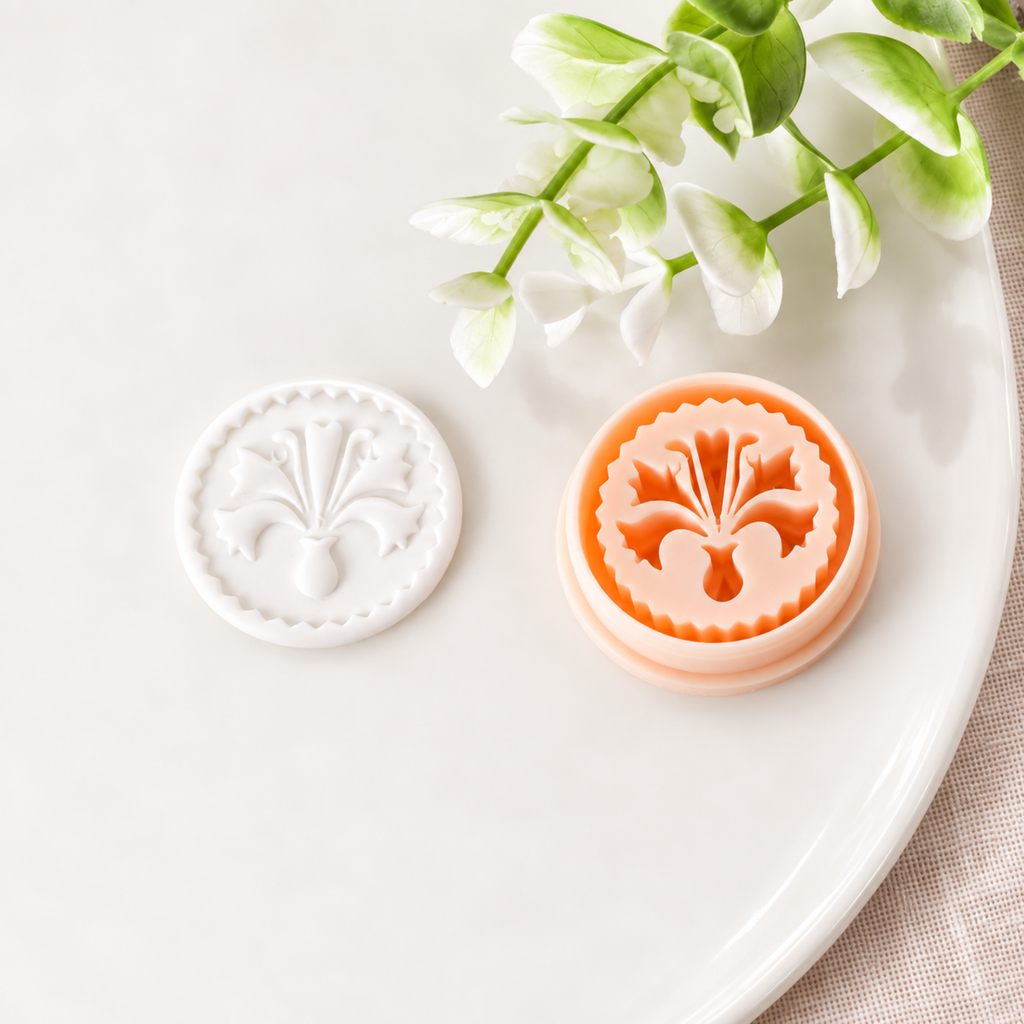 Flower Pot Embossed Round Polymer Clay Cutter