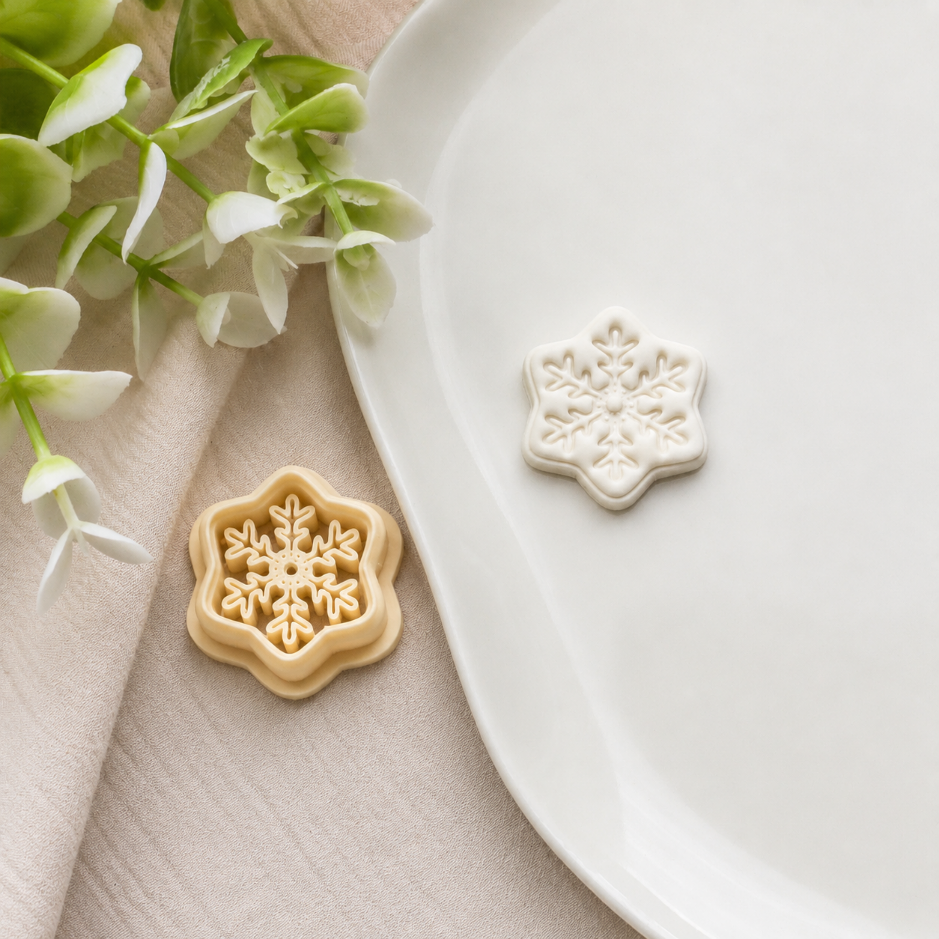 Snowflake Polymer Clay Earring Winter Cutter