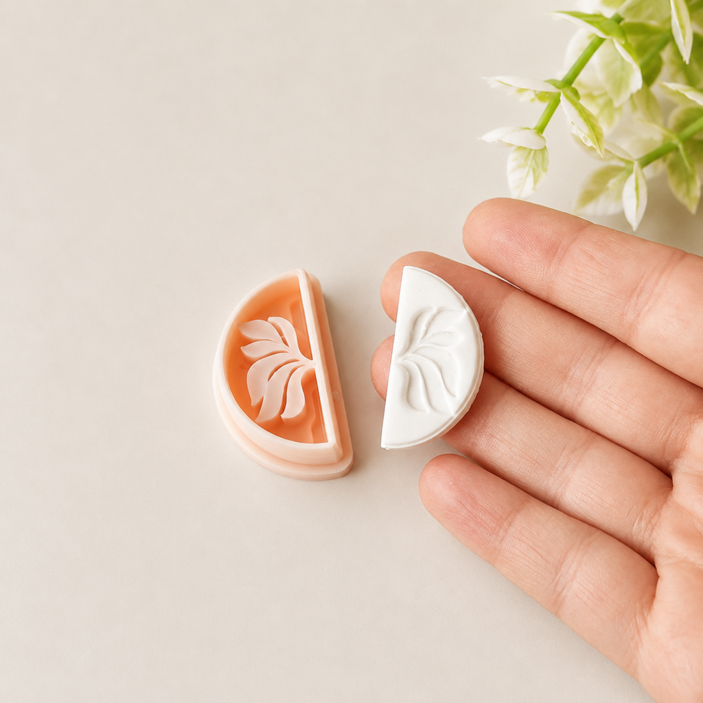 Leaf Embossed Polymer Clay Floral Earring Cutter