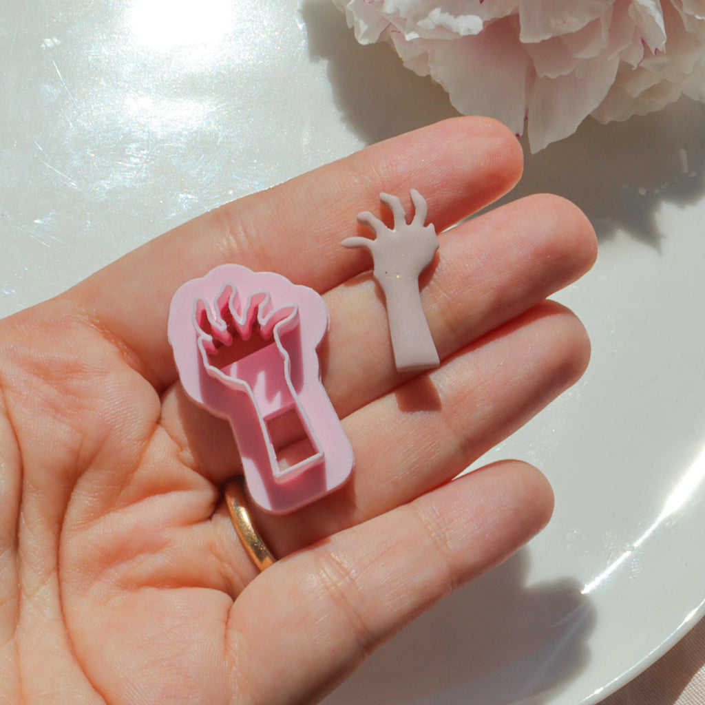 Zombie Hand Polymer Clay Spooky Halloween Earring Cutter