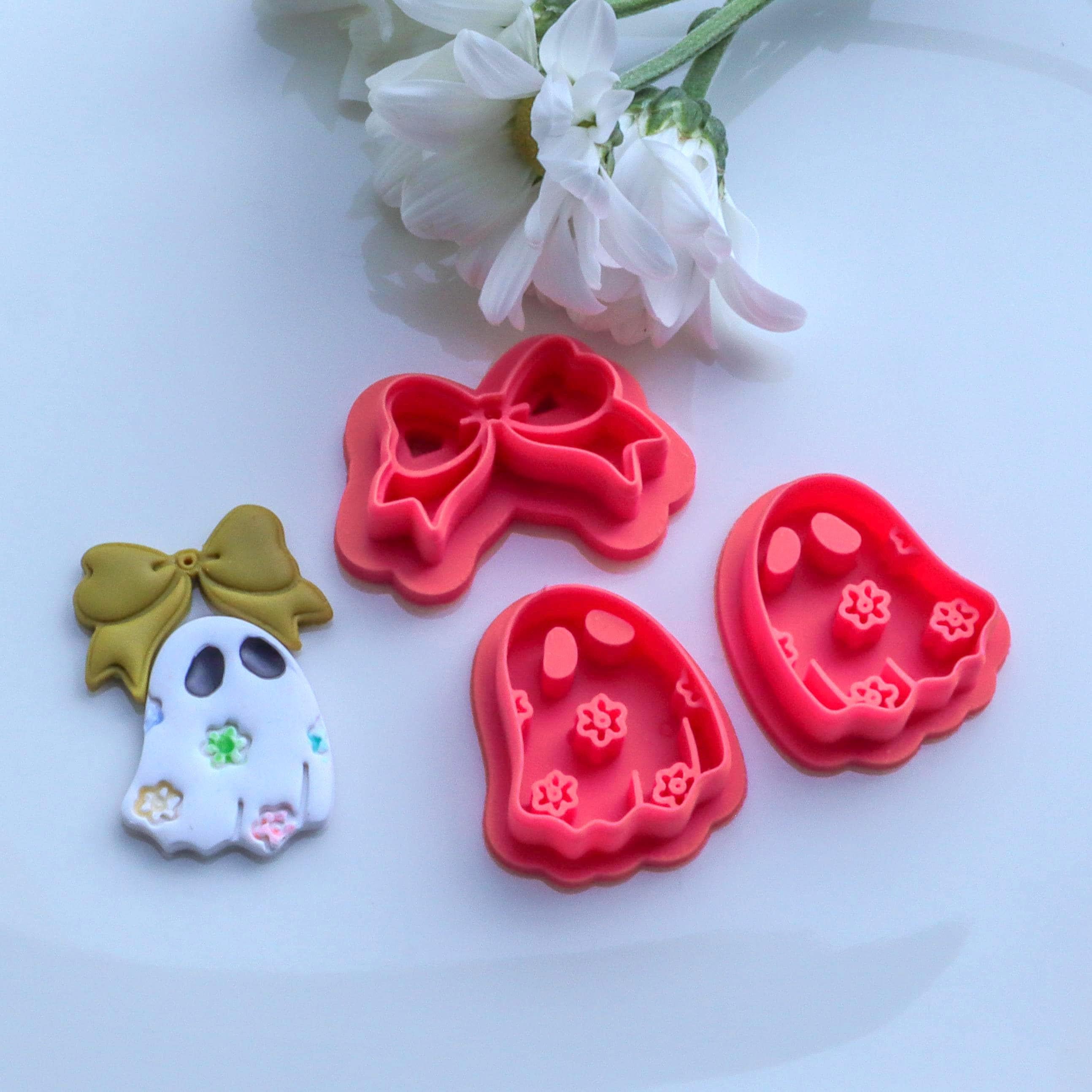 Floral Ghost & Bow Halloween Polymer Clay Earring Cutter Set