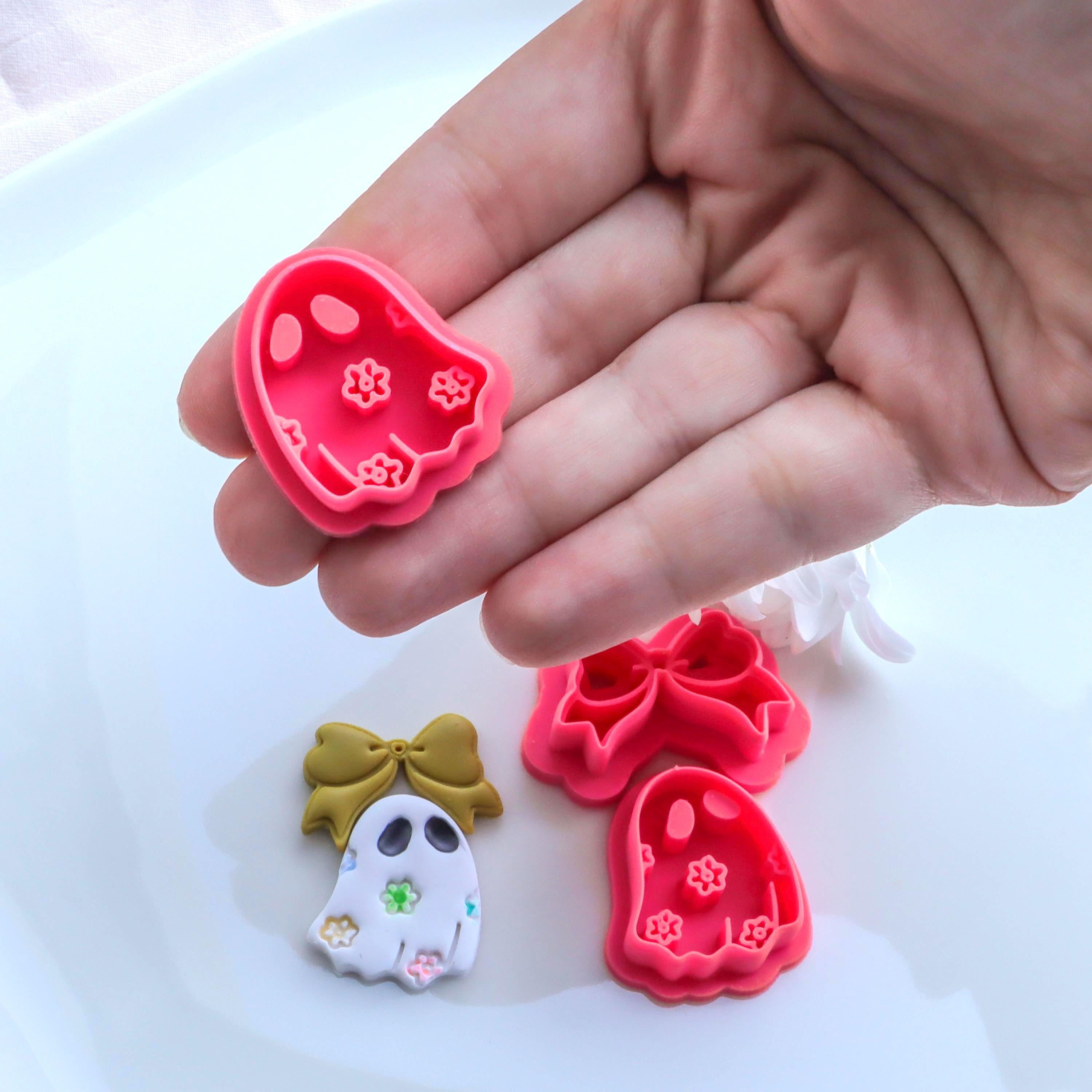 Floral Ghost & Bow Halloween Polymer Clay Earring Cutter Set