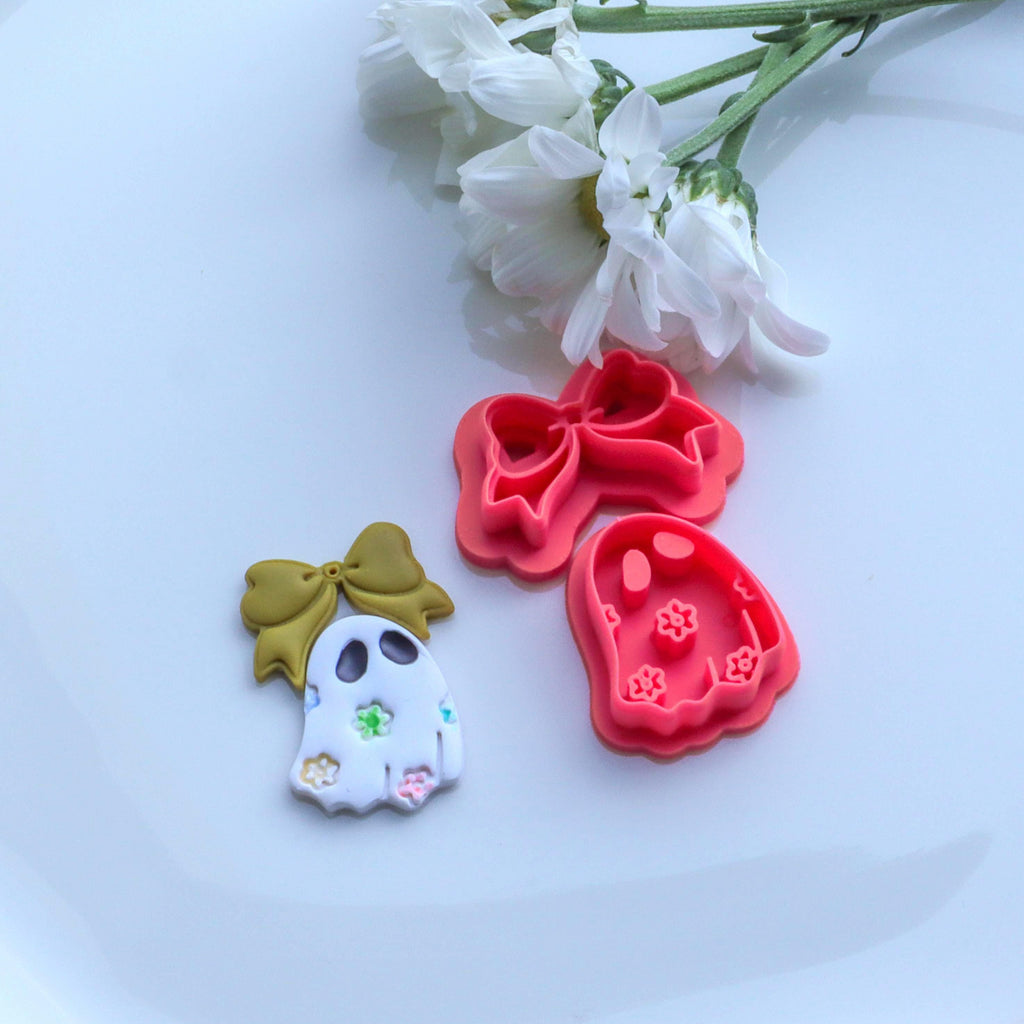 Floral Ghost & Bow Halloween Polymer Clay Earring Cutter Set