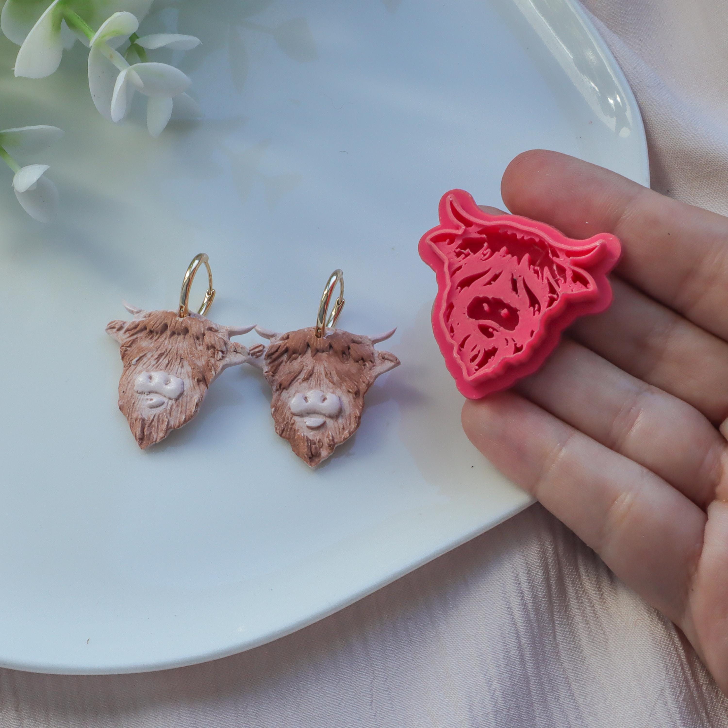 Highland Cow Animal Polymer Clay Earring Cutter