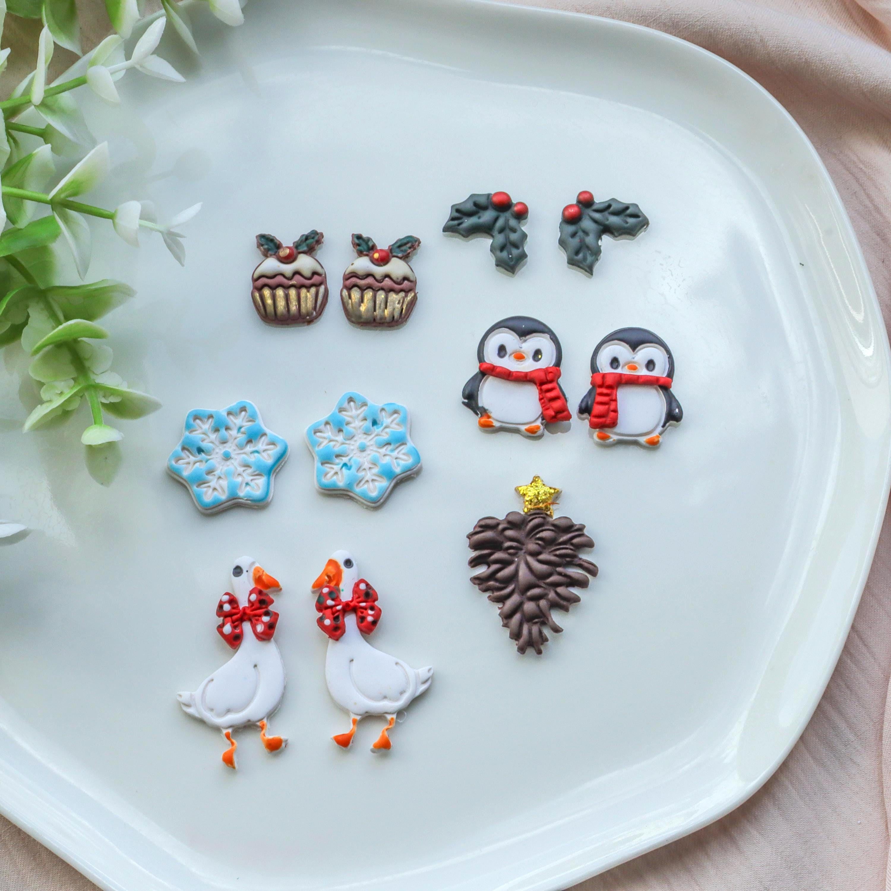 Mistletoe Polymer Clay Stud Earring Christmas Cutter