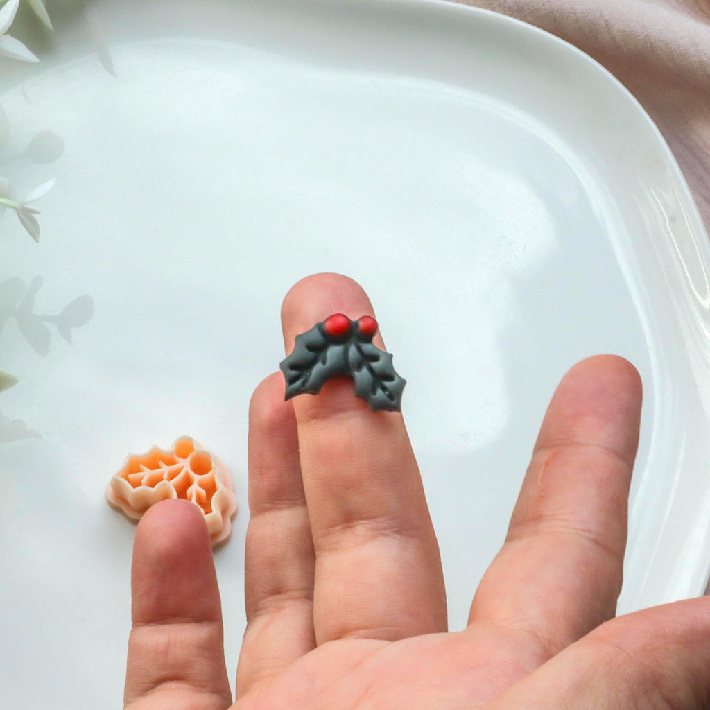 Mistletoe Polymer Clay Stud Earring Christmas Cutter