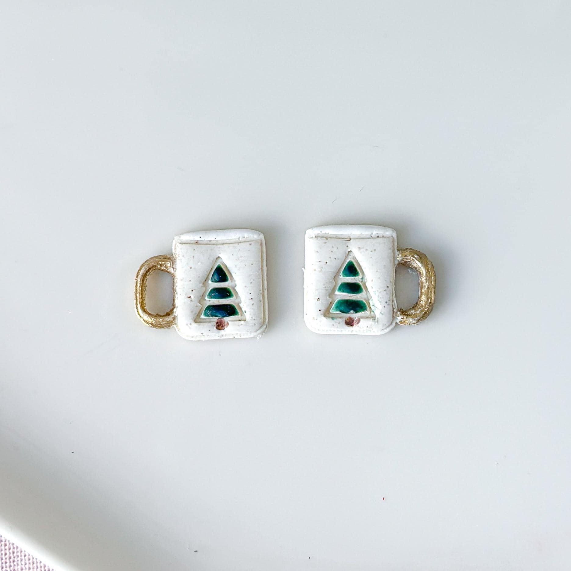 Tree Imprinted Mug Polymer Clay Christmas Cutter