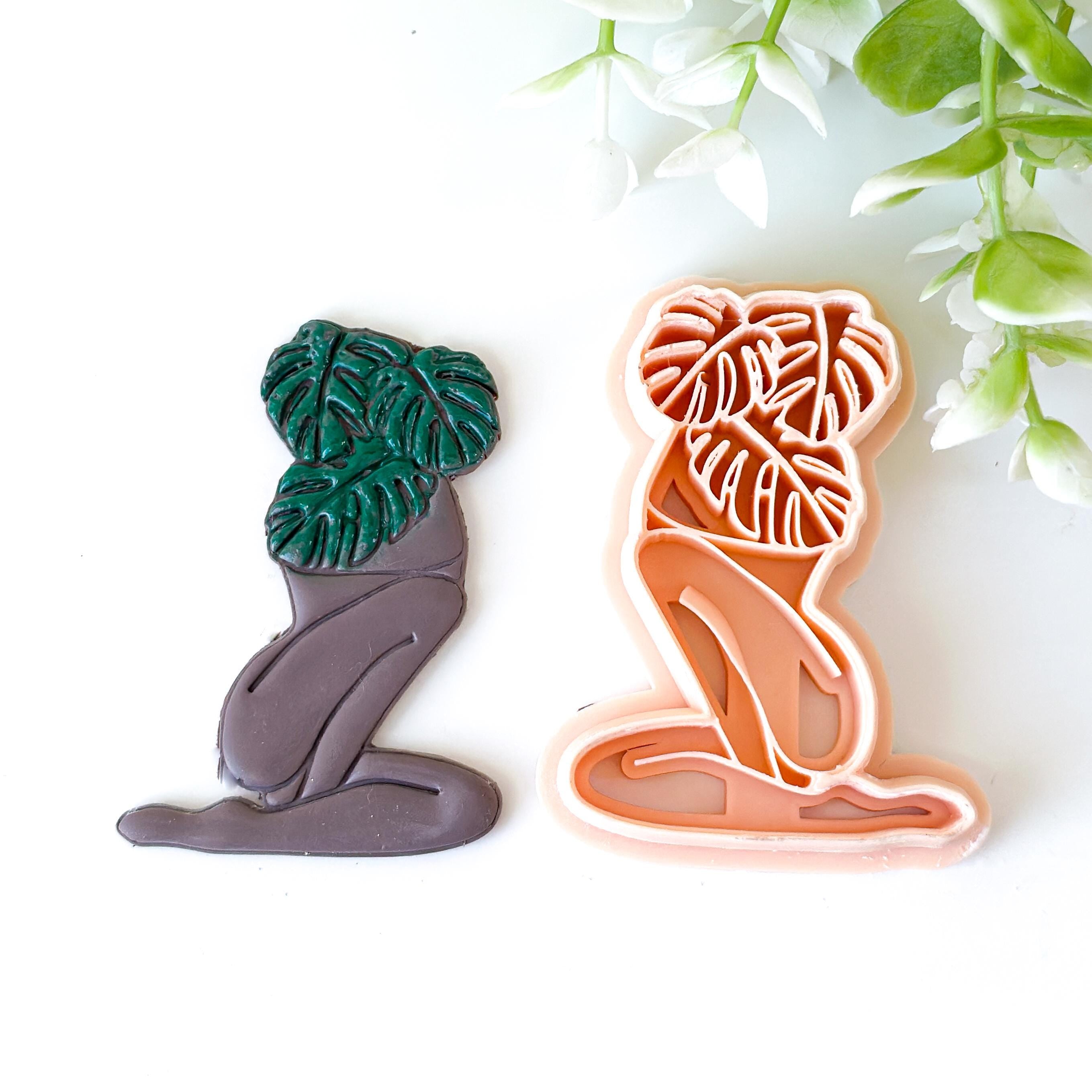 Monstera Embossed Female Body Polymer Clay Bookmark Cutter