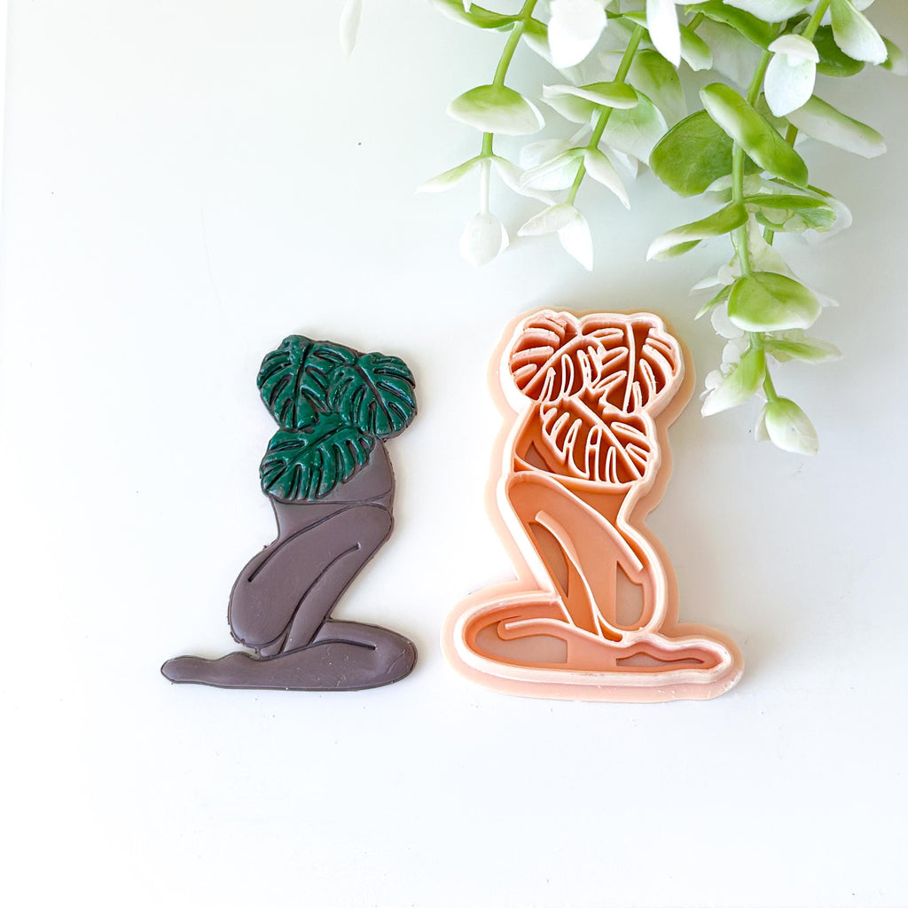 Monstera Embossed Female Body Polymer Clay Bookmark Cutter