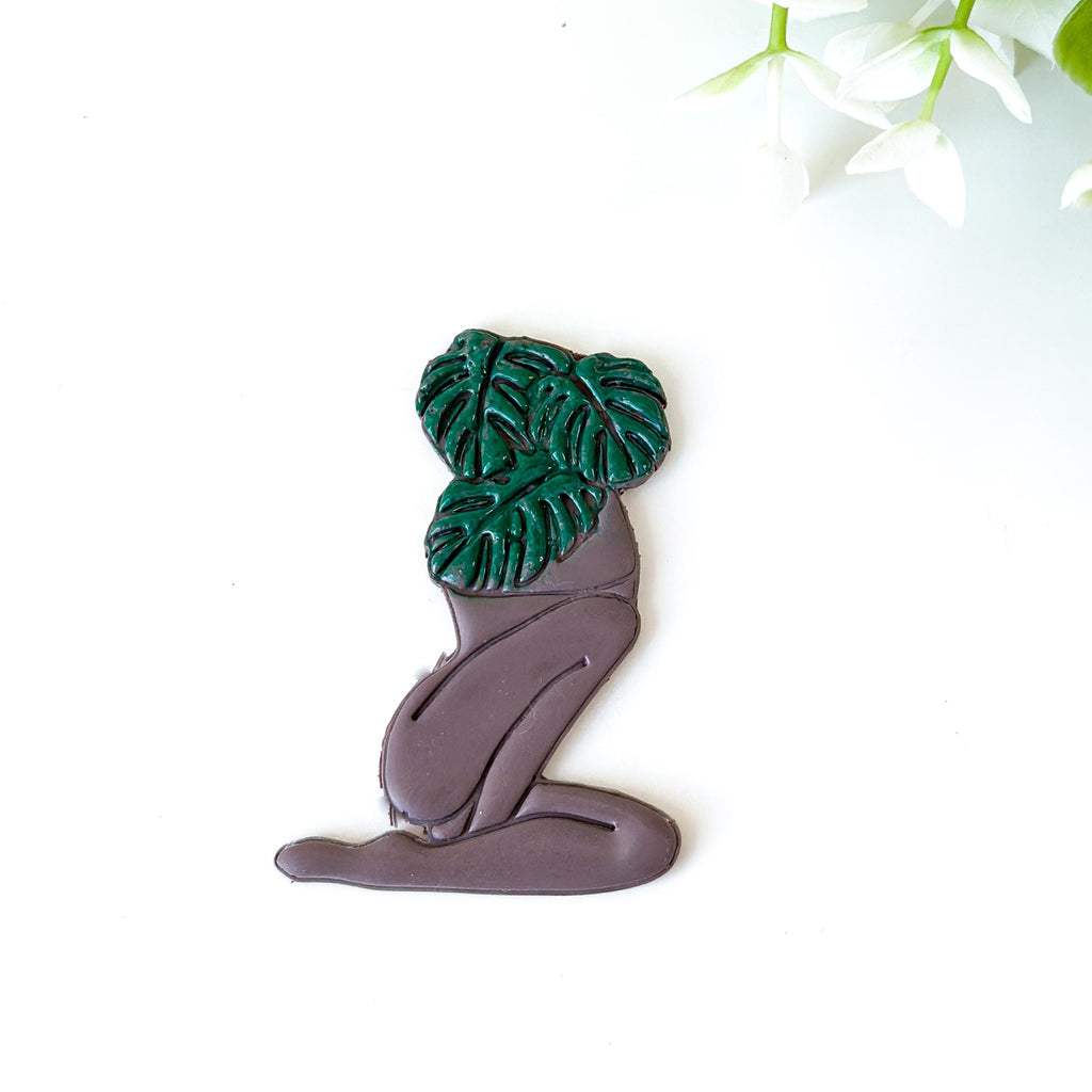 Monstera Embossed Female Body Polymer Clay Bookmark Cutter