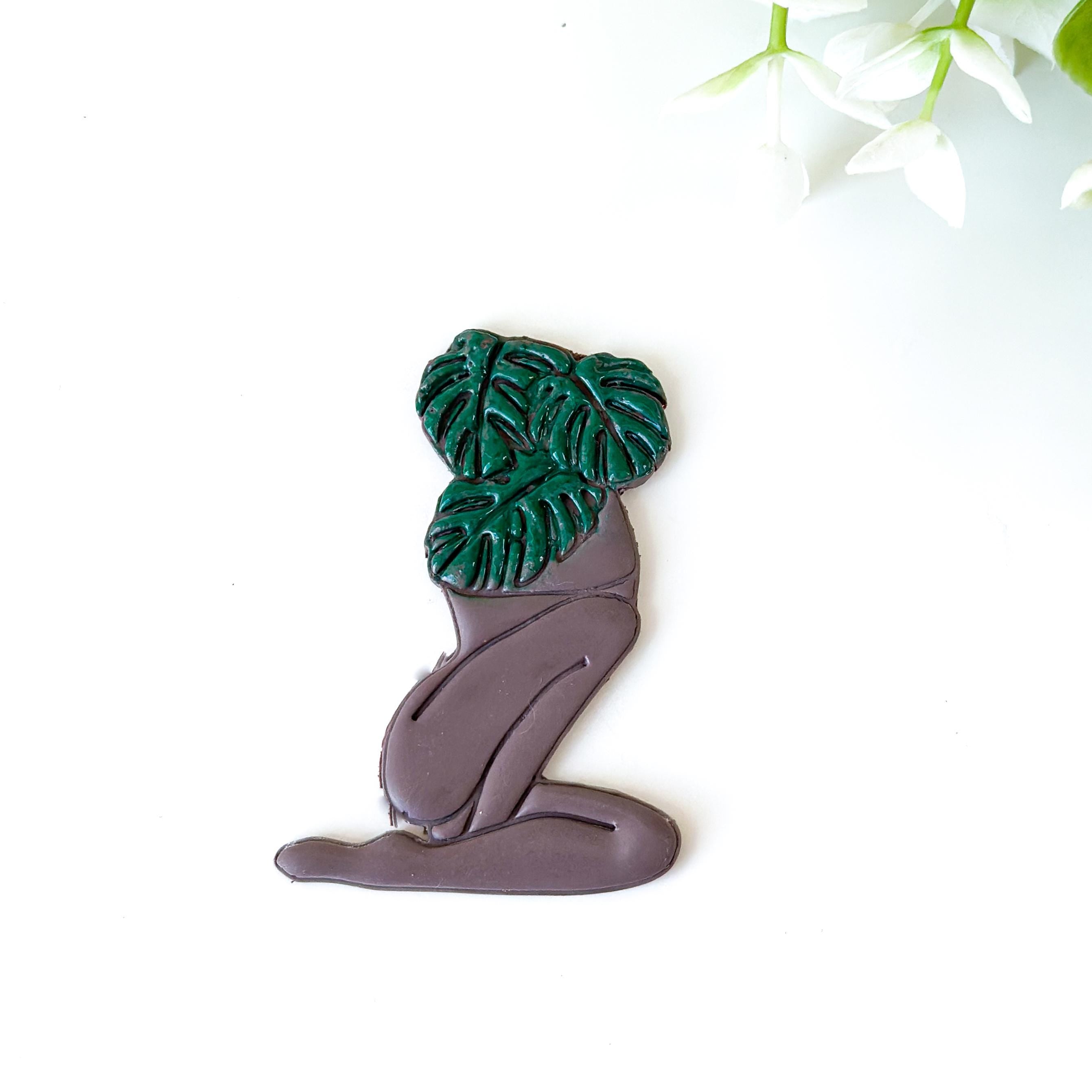 Monstera Embossed Female Body Polymer Clay Bookmark Cutter