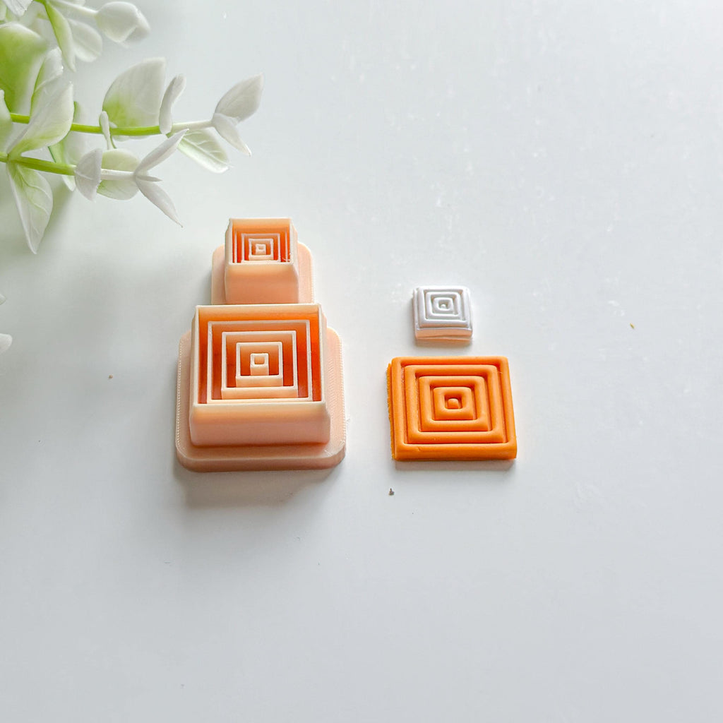 Art Deco Square Polymer Clay Cutter Set- 2 Pieces