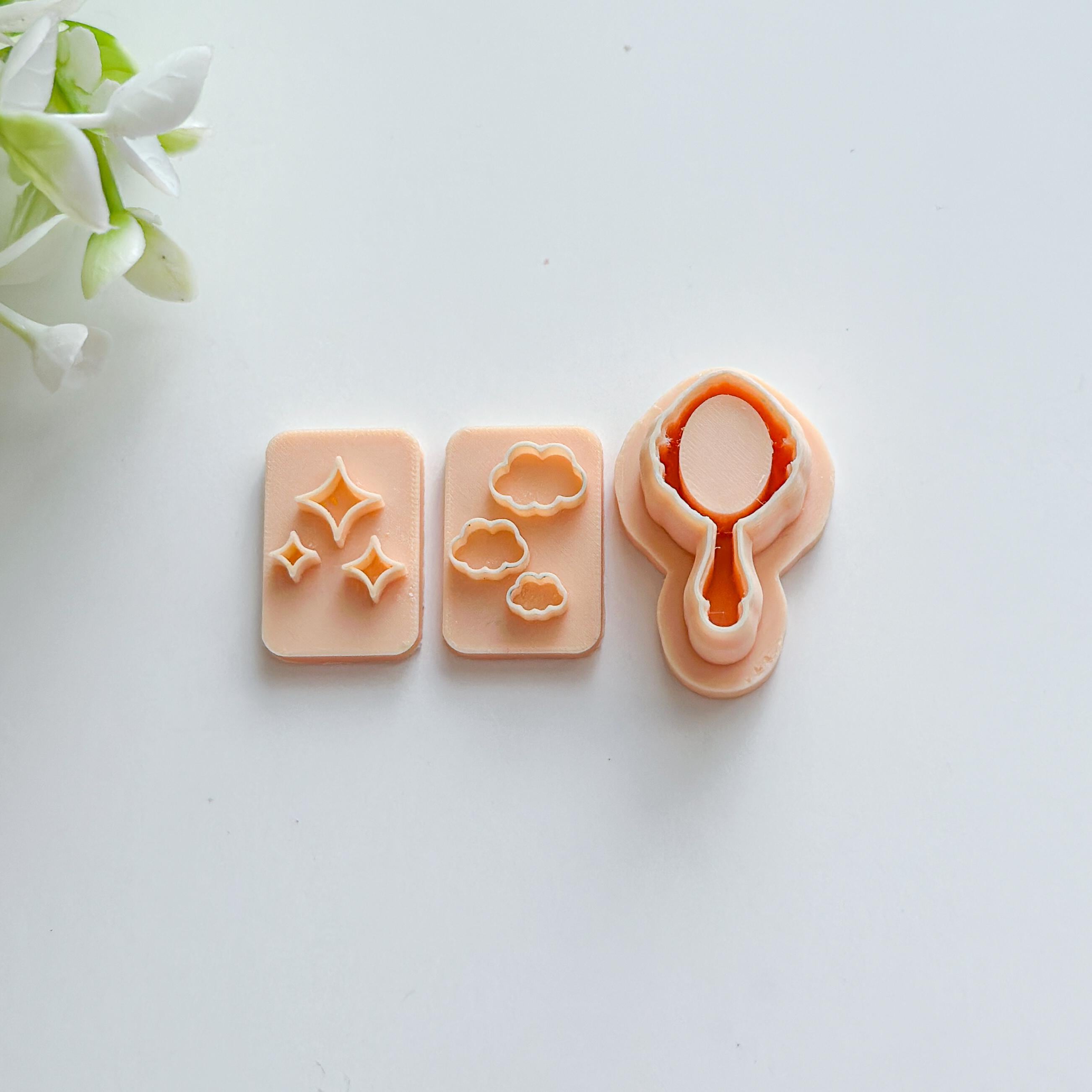 Whimsical Mirror Polymer Clay Earring Cutter Set – 3 Pcs