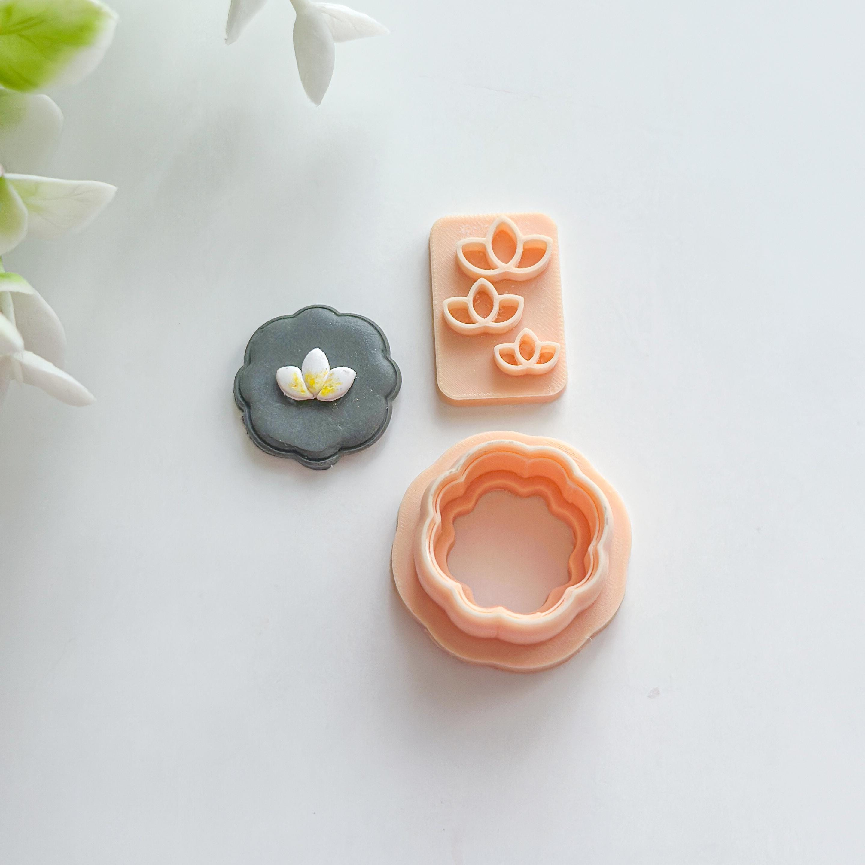 Lotus Flower Polymer Clay Earring Cutter Set – 2 Pieces