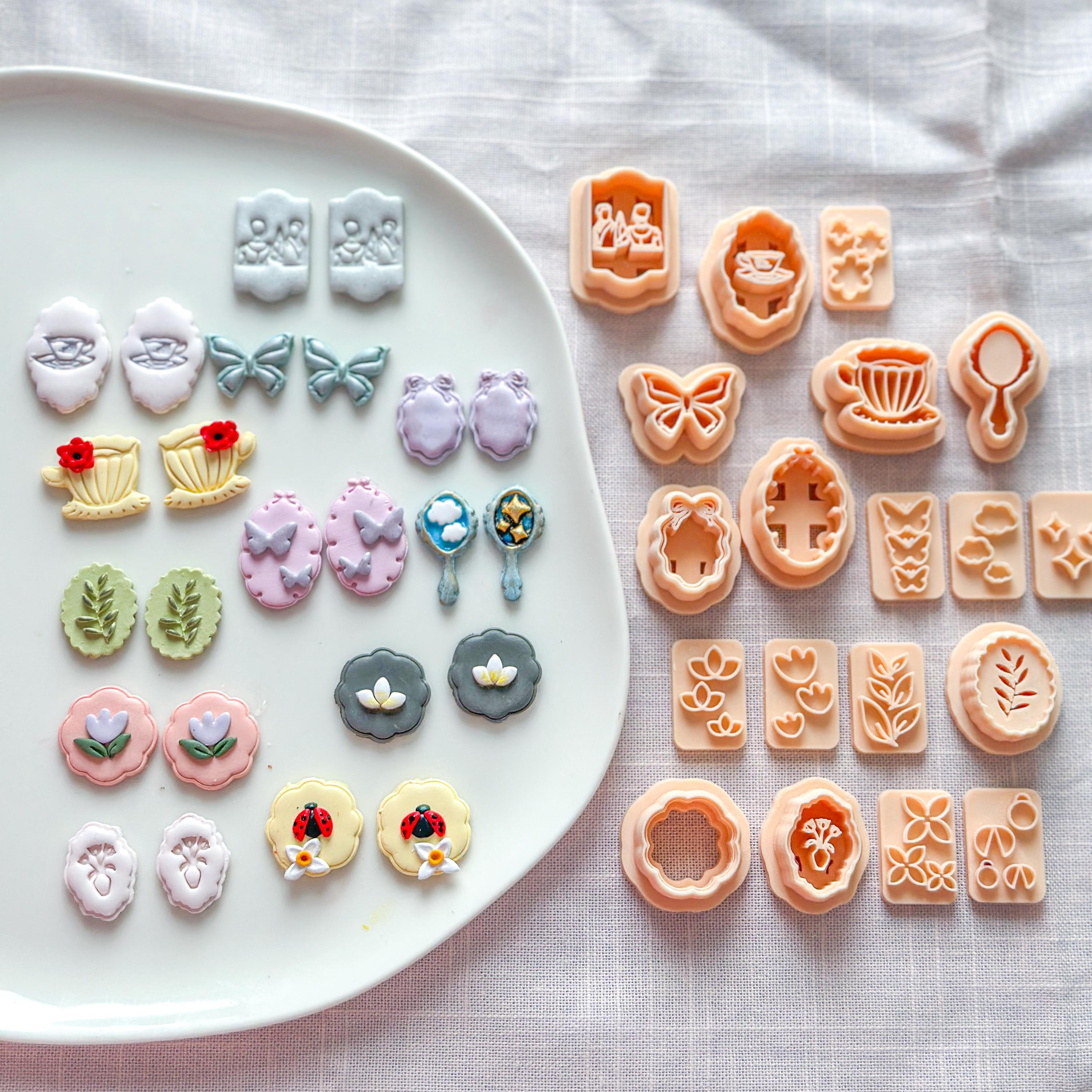 Tea Cup Embossed Oval Polymer Clay Earring Cutter