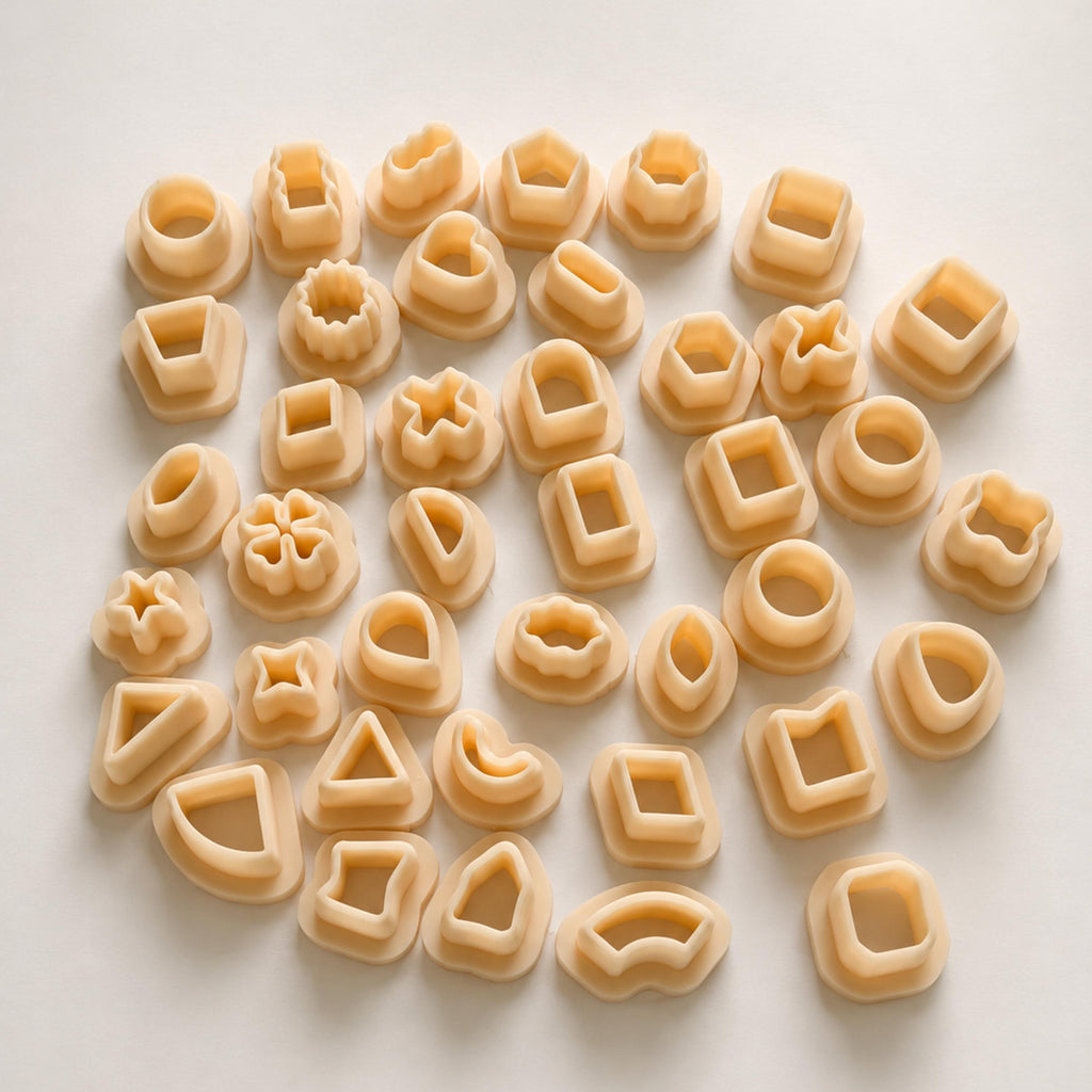 Geometric Micro Clay Cutter Set - 40 Pcs Basic Mini Mold Shapes (10mm)